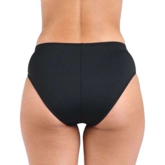 La Blanca Bikini Bottom Womens 16 Black Island Goddess Mid-Waist Sash Band Beach - Picture 3 of 10